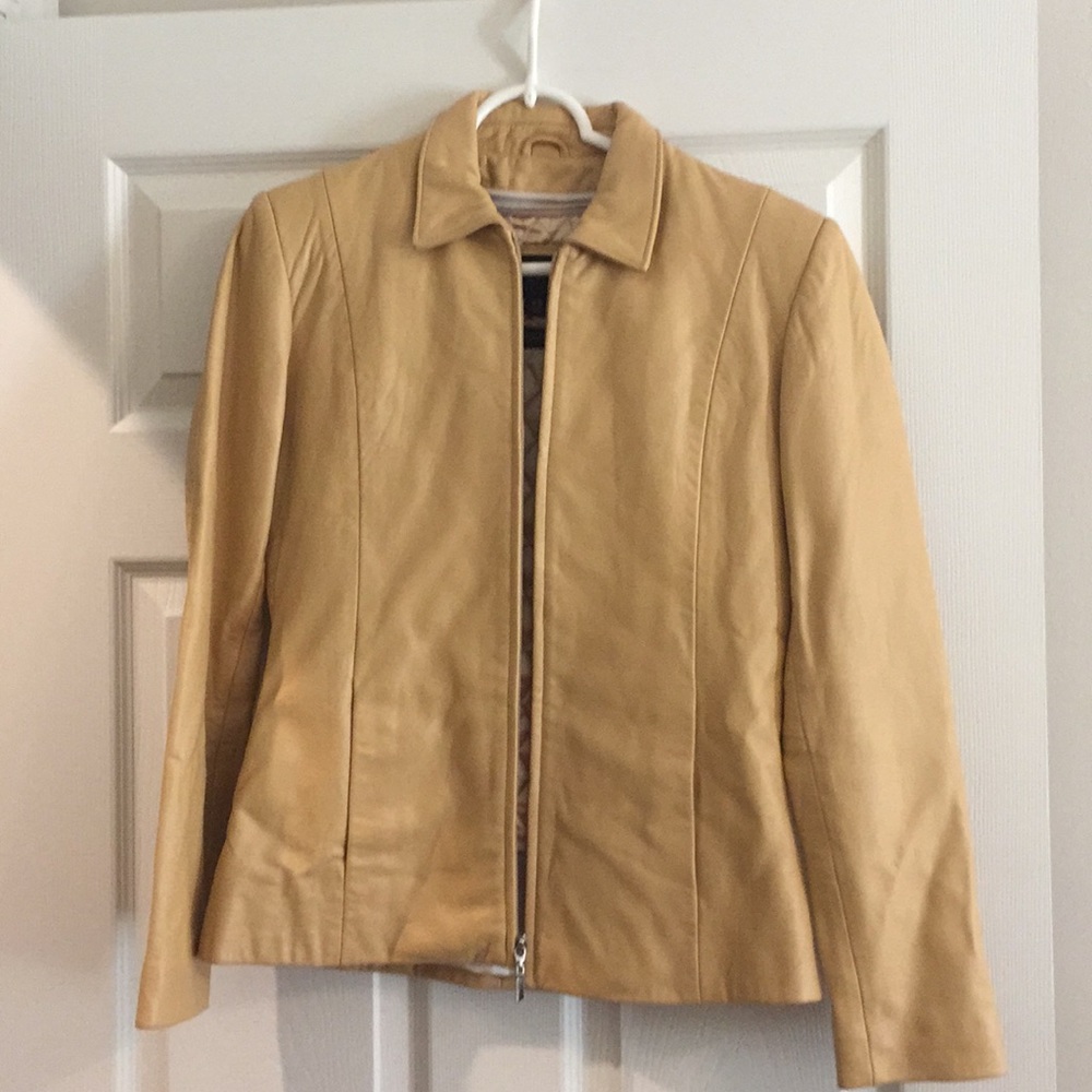 Beige leather jacket